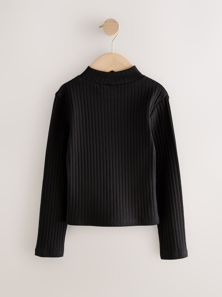 Black High Neck Long Sleeve Top (3-16yrs) - Image 2 of 4
