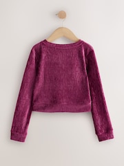 Burgundy Red Textured Velour Wrap Front Top (3-16yrs) - Image 2 of 4