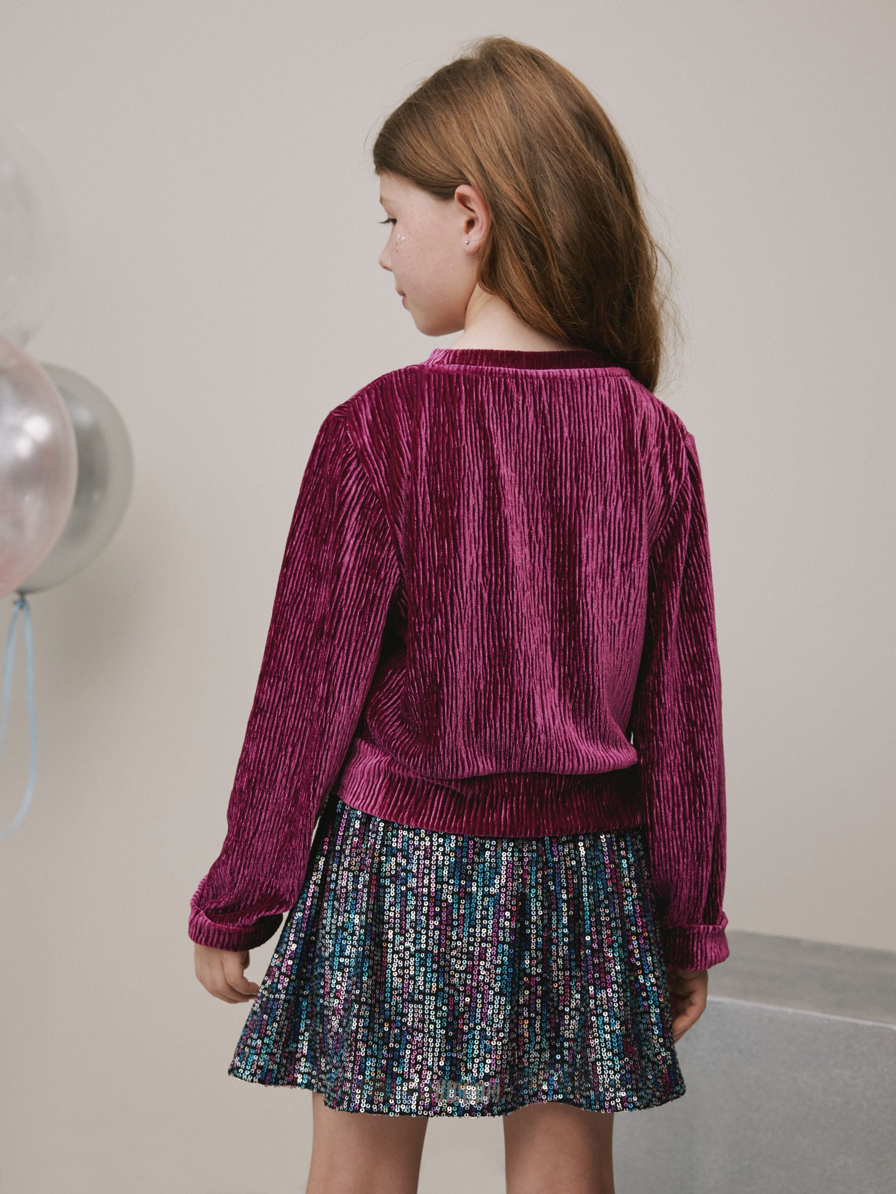 トップス PHEENY/VELOURS BORDER L/S(BURGUNDY) Buy Burgundy Red Velvet Soft Touch Jersey Quarter Zip Co-Ord