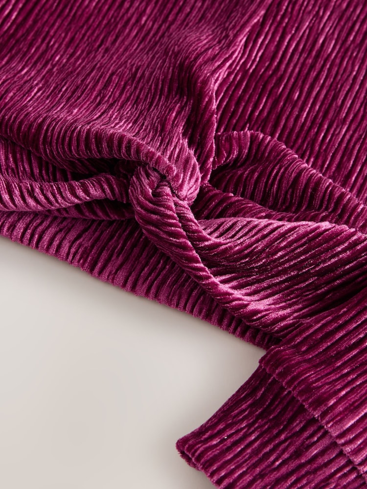 Burgundy Red Textured Velour Wrap Front Top (3-16yrs) - Image 4 of 4