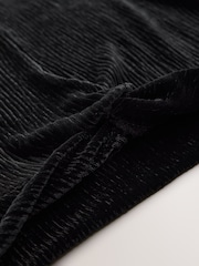 Black Textured Velour Wrap Front Top (3-16yrs) - Image 3 of 4