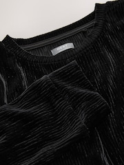 Black Textured Velour Wrap Front Top (3-16yrs) - Image 4 of 4