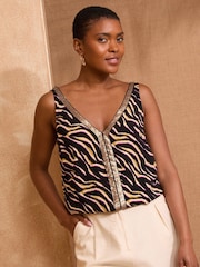 Love & Roses Monochrome Zebra V-Neck Vest - Image 1 of 4