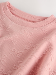 Pink Textured Bow Long Sleeve Top (3-16yrs) - Image 3 of 6
