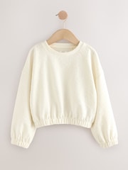 Ecru White Textured Bow Long Sleeve Top (3-16yrs) - Image 1 of 4