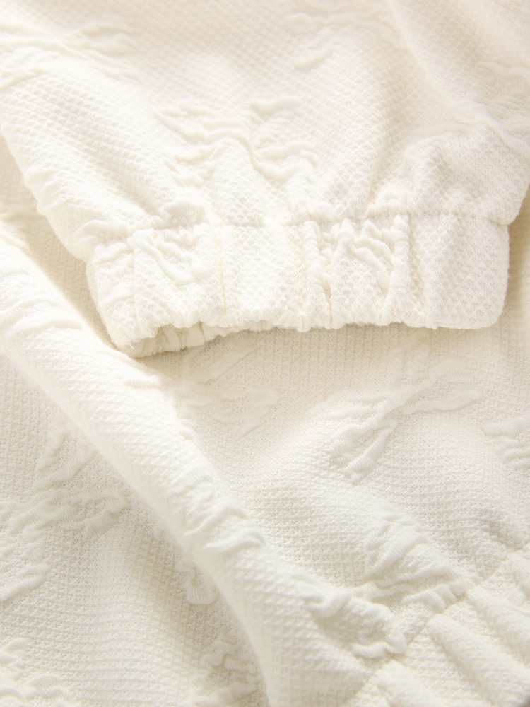 Ecru White Textured Bow Long Sleeve Top (3-16yrs) - Image 4 of 4