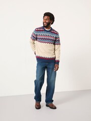 FatFace Hudson Natural Knitted Fairisle Crew Jumper - Image 3 of 6
