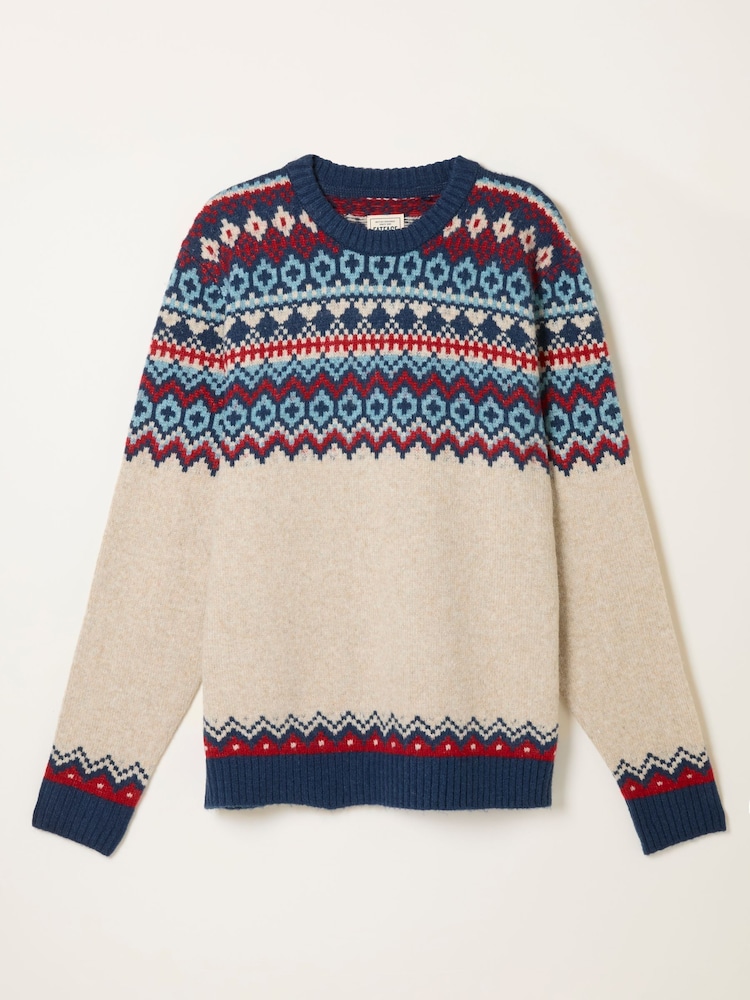 FatFace Hudson Natural Knitted Fairisle Crew Jumper - Image 6 of 6 FatFace Hudson Natural Knitted Fairisle Crew Jumper - Image 6 of 6
