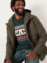 FatFace Dark Green Reindeer Fairisle Knitted Crew Jumper - Image 3 of 5