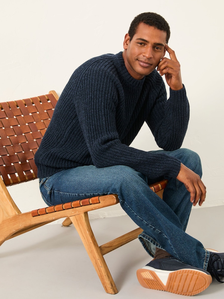 FatFace Fife Navy Knitted Crew Jumper - Image 1 of 1 FatFace Fife Navy Knitted Crew Jumper - Image 1 of 1