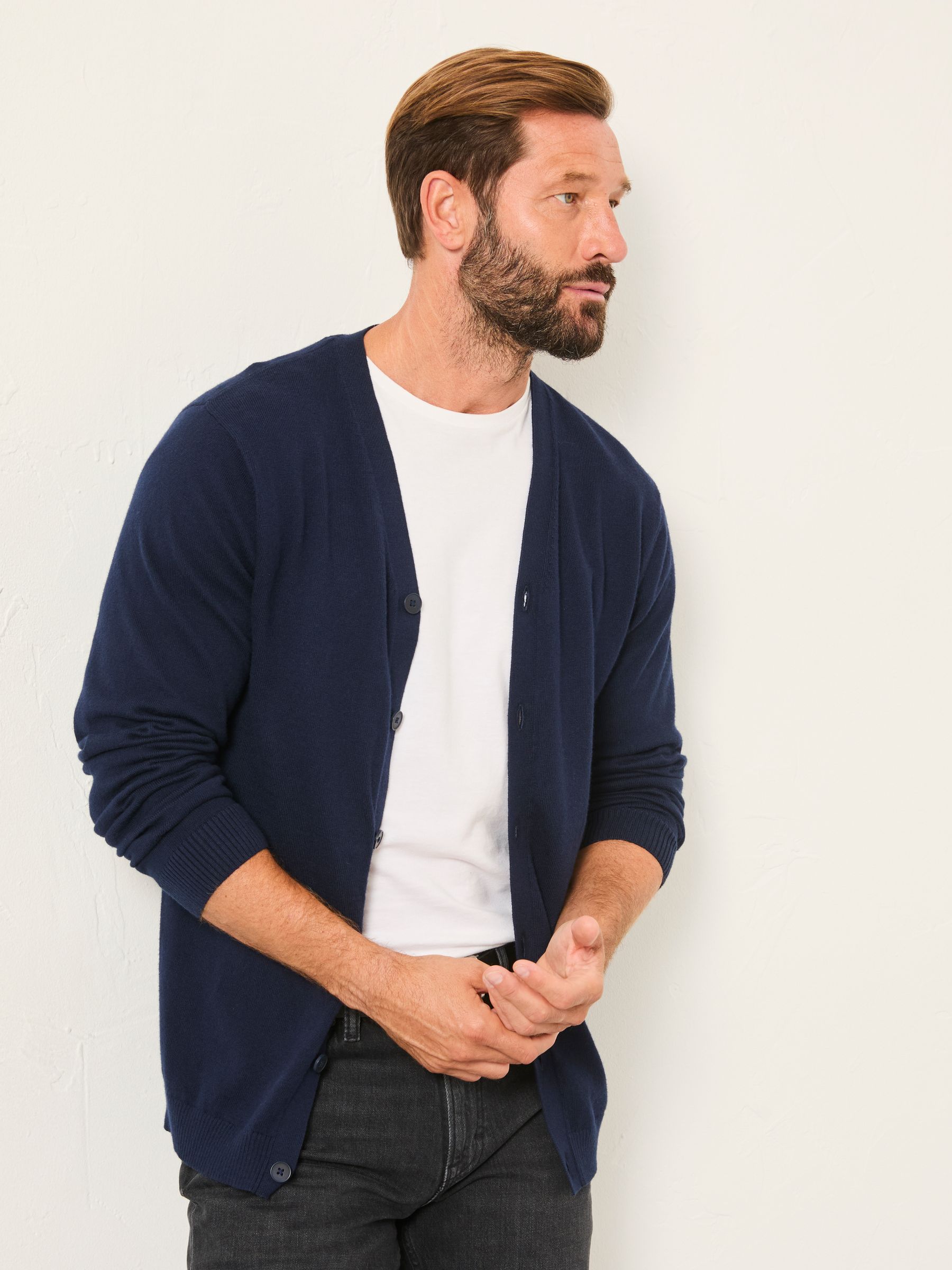 FatFace Rye Navy Knitted Button Cardigan FatFace Rye Navy Knitted Button Cardigan