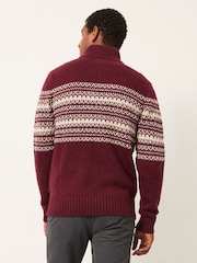 FatFace Claret Fairisle Knitted Half Neck Jumper - Image 3 of 7