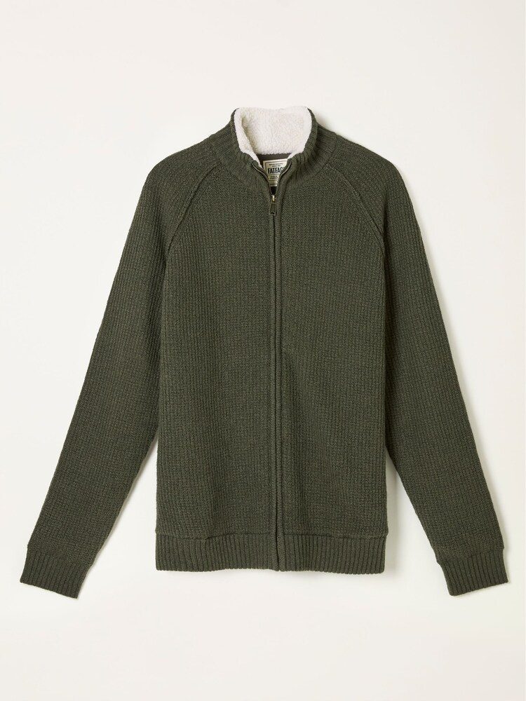 FatFace Harwick Khaki Green Lined Knitted Zip Through - Image 1 of 1
