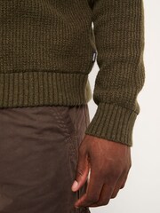 FatFace Harwick Khaki Green Lined Knitted Zip Through - Image 4 of 6