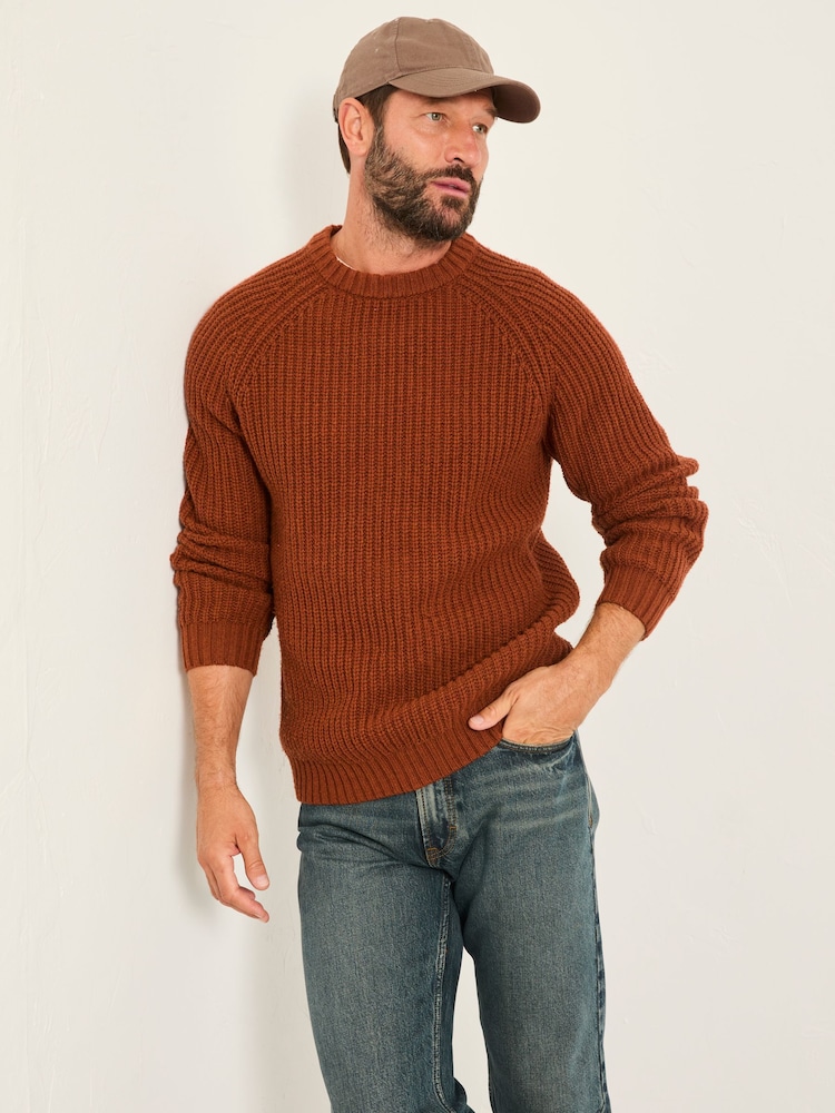 FatFace Fife Terracotta Knitted Crew Jumper - Image 1 of 5 FatFace Fife Terracotta Knitted Crew Jumper - Image 1 of 5