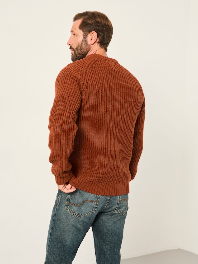 FatFace Fife Terracotta Knitted Crew Jumper - Image 2 of 5 FatFace Fife Terracotta Knitted Crew Jumper - Image 2 of 5