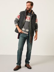 FatFace Grey Shelter Snowflake Fairisle Crew Neck Knitted Jumper - Image 4 of 5