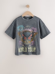 Washed Black Oversized Graphic Print T-Shirt (3-16yrs) - Image 1 of 4