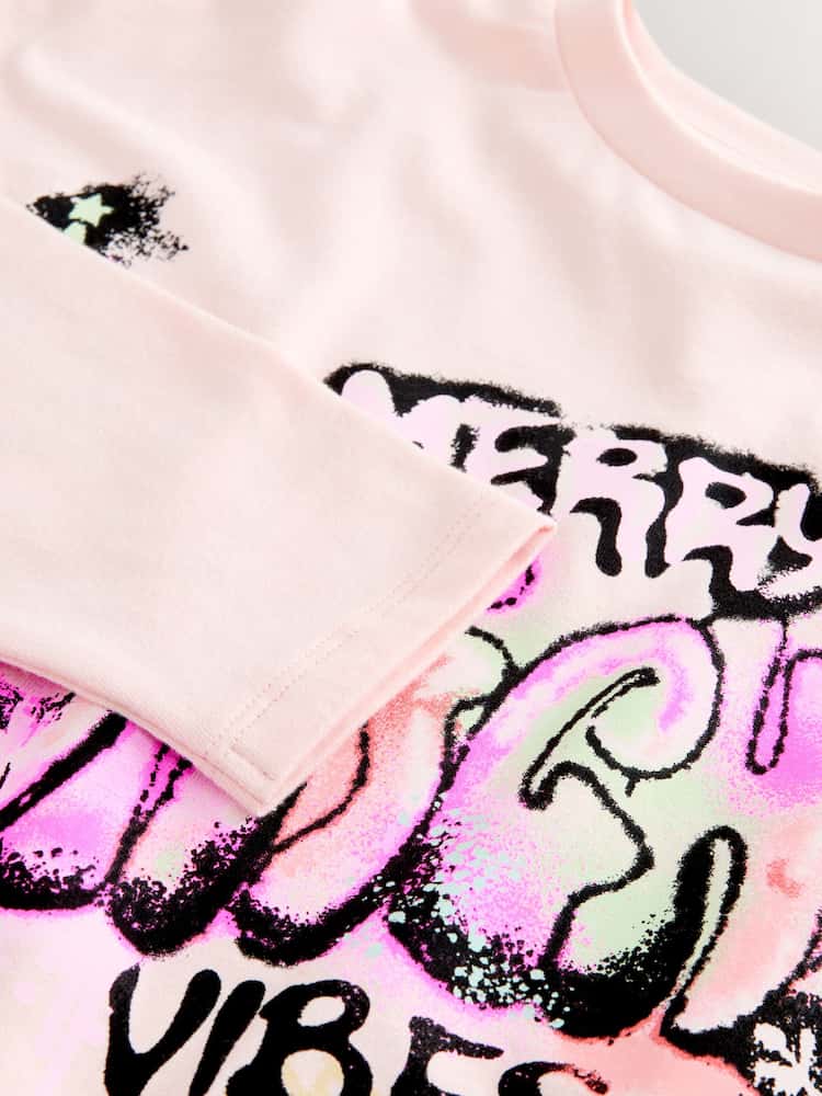 Pink Christmas Graffiti Long Sleeve Sequin Top (3-16yrs) - Image 7 of 7