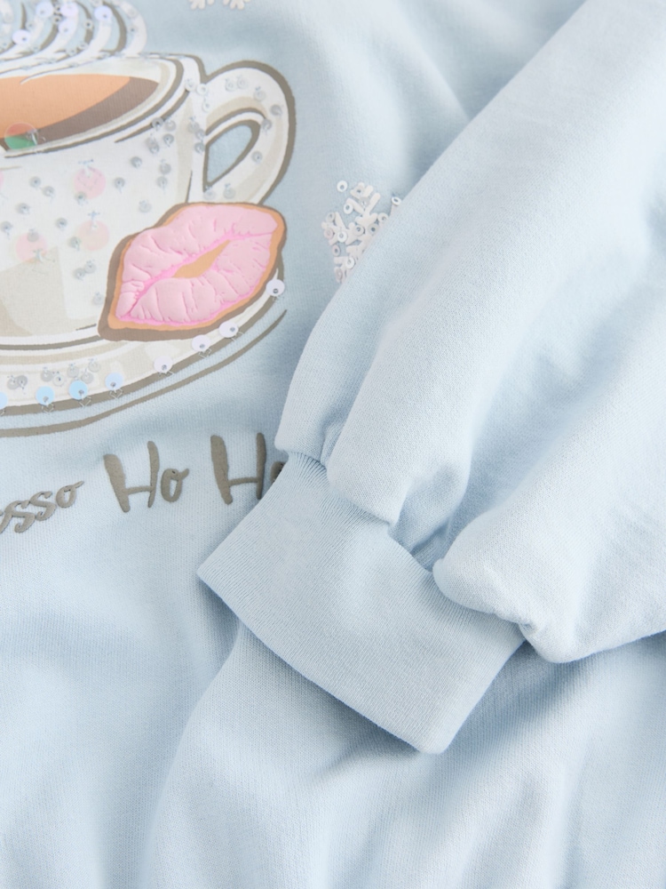 Blue Christmas Espresso Sequin Long Sleeve Sweatshirt (3-16yrs) - Image 7 of 7