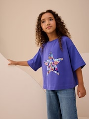 Cobalt Blue Sequin Star T-Shirt (3-16yrs) - Image 1 of 3