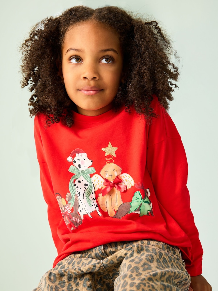 Red Dogs Long Sleeve Sequin Top (3-16yrs) - Image 1 of 7