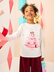 Ecru Christmas Tree Long Sleeve Sequin Top (3-16yrs) - Image 1 of 3