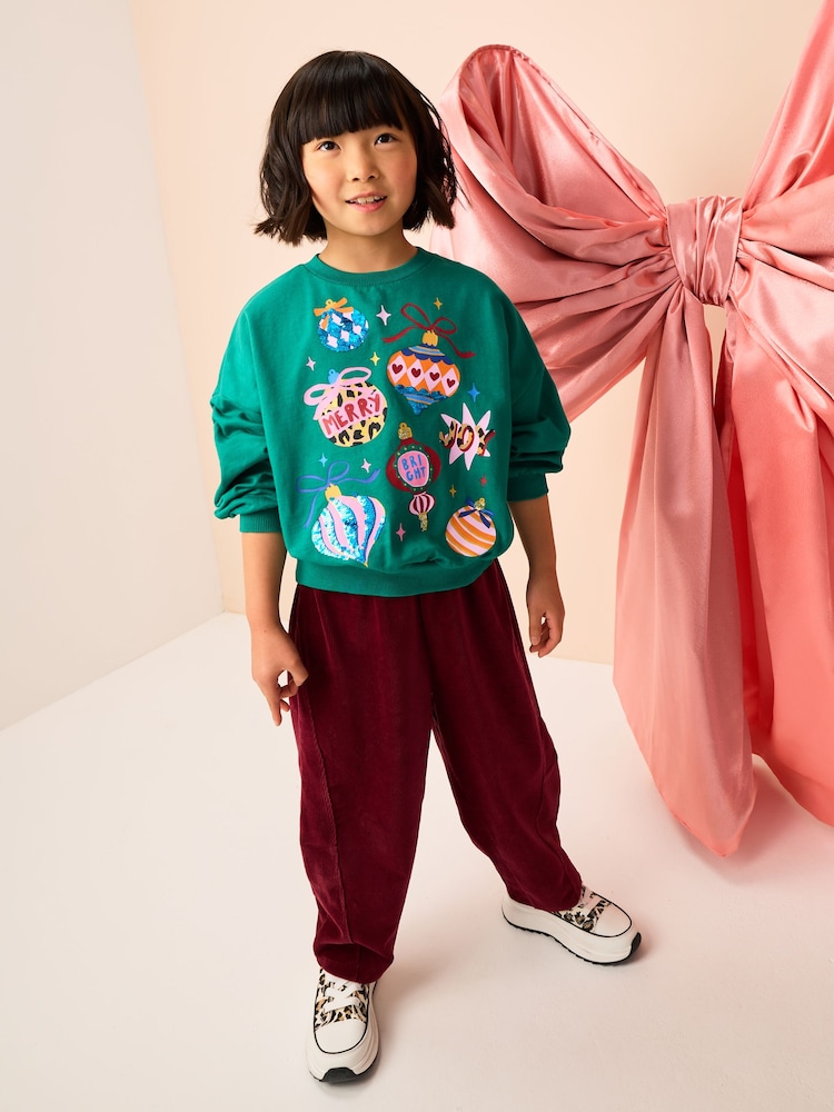Green Bauble Sequin Long Sleeve Sweatshirt (3-16yrs) - Image 2 of 7