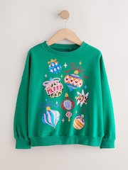 Green Bauble Sequin Long Sleeve Sweatshirt (3-16yrs) - Image 4 of 7