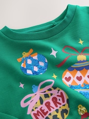 Green Bauble Sequin Long Sleeve Sweatshirt (3-16yrs) - Image 6 of 7