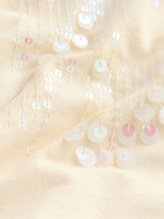 Cream Long Sleeve Sequin Bubble Hem Sweat Top (3-16yrs) - Image 6 of 7