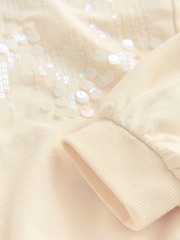 Cream Long Sleeve Sequin Bubble Hem Sweat Top (3-16yrs) - Image 7 of 7