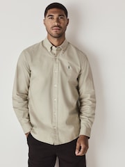Sage Green Slim Fit Long Sleeve Oxford Shirt - Image 1 of 9