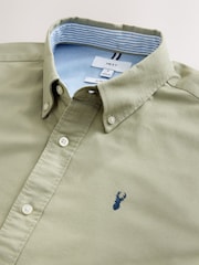 Sage Green Slim Fit Long Sleeve Oxford Shirt - Image 8 of 9