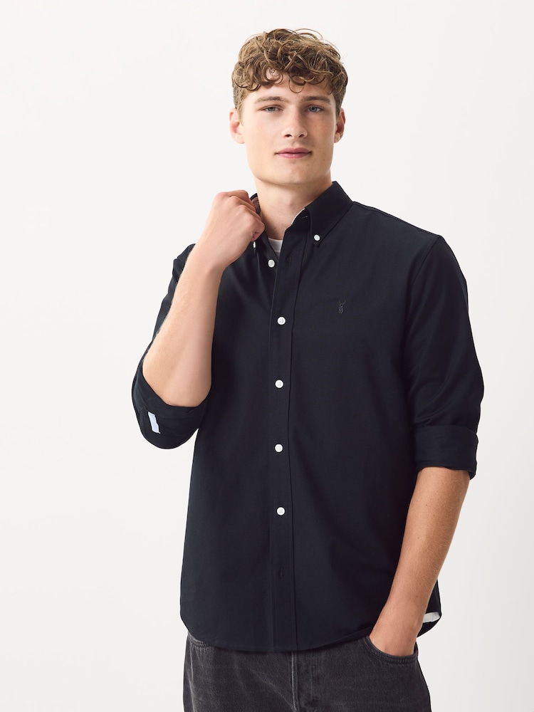Rust Brown Slim Fit Long Sleeve Oxford Shirt - Image 1 of 9
