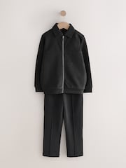 Charcoal Grey Smart Jersey Shirt And Joggers Set (3-16yrs) - Image 1 of 5