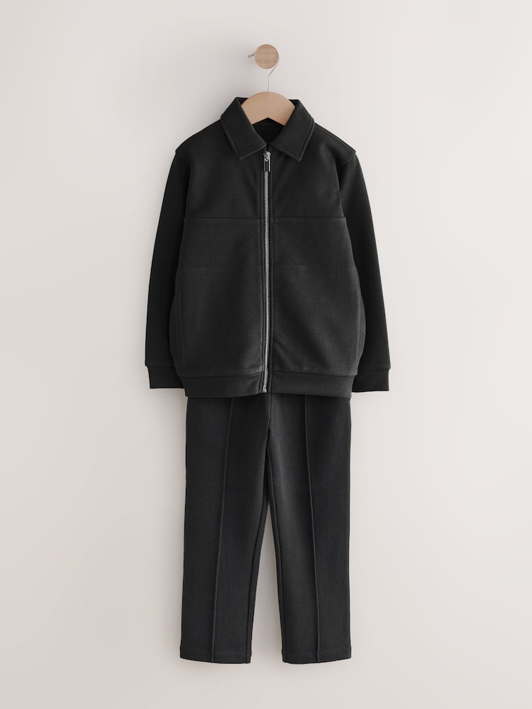 Charcoal Grey Smart Jersey Shirt And Joggers Set (3-16yrs) - Image 1 of 5