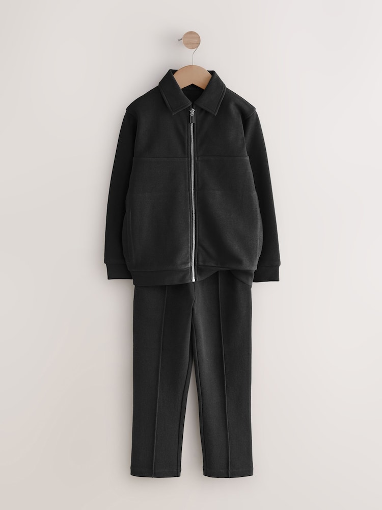 Charcoal Grey Smart Jersey Shirt And Joggers Set (3-16yrs) - Image 2 of 5