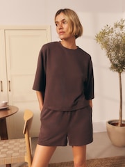 Chocolate Brown Textured Short Pyjamas Set - Image 2 of 8