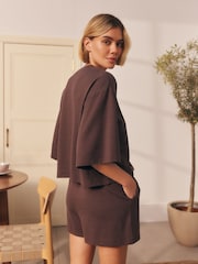 Chocolate Brown Textured Short Pyjamas Set - Image 4 of 8