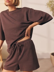Chocolate Brown Textured Short Pyjamas Set - Image 5 of 8