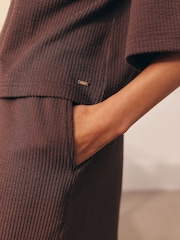Chocolate Brown Textured Short Pyjamas Set - Image 6 of 8