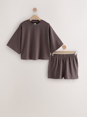 Chocolate Brown Textured Short Pyjamas Set - Image 7 of 8