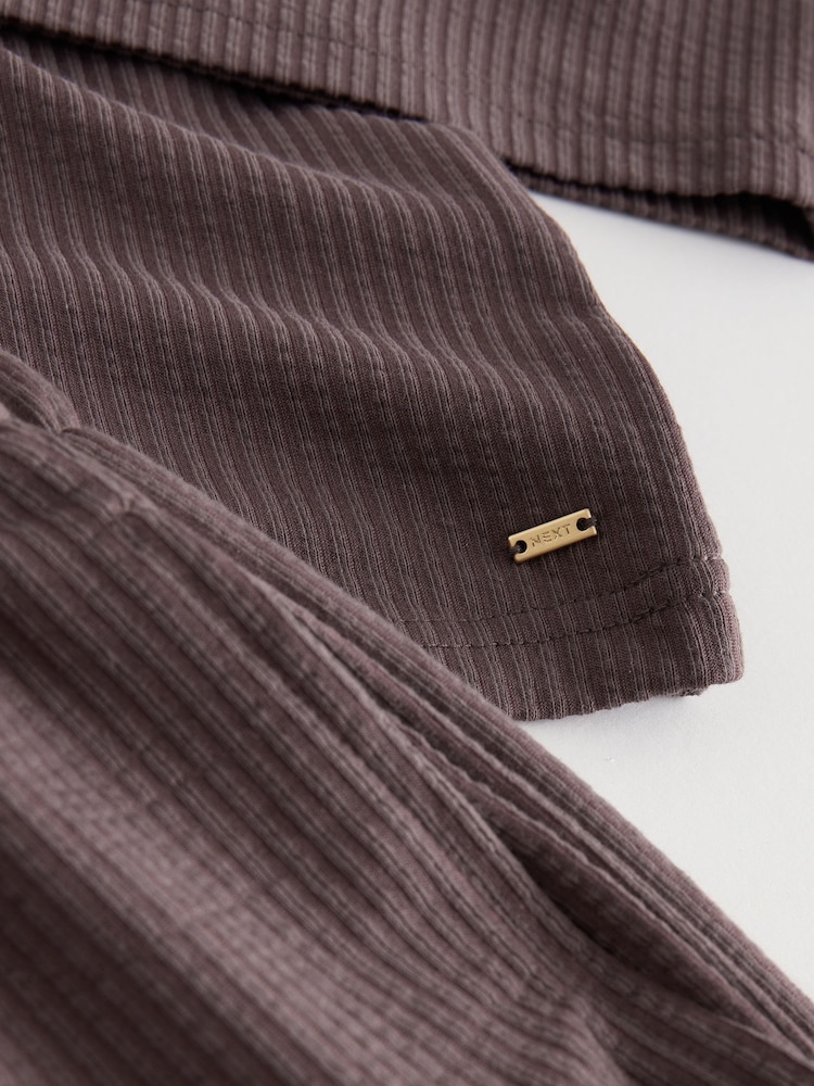 Chocoladebruin - Getextureerde korte pyjama - Afbeelding 9 van 9