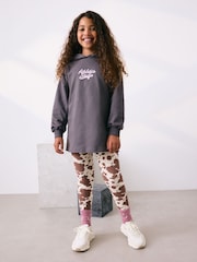Anthrazit - Hoodie- und Leggings-Set mit Grafikdruck (3–16 J.) - Bild 1 von 4