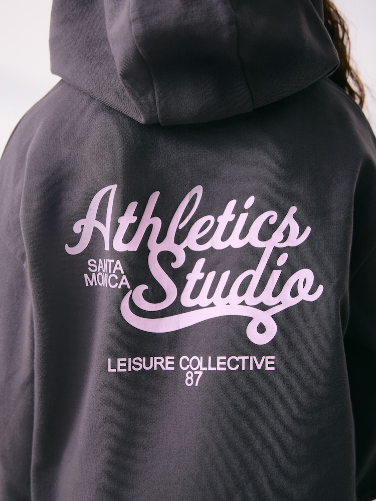 Anthrazit - Hoodie- und Leggings-Set mit Grafikdruck (3–16 J.) - Bild 4 von 4