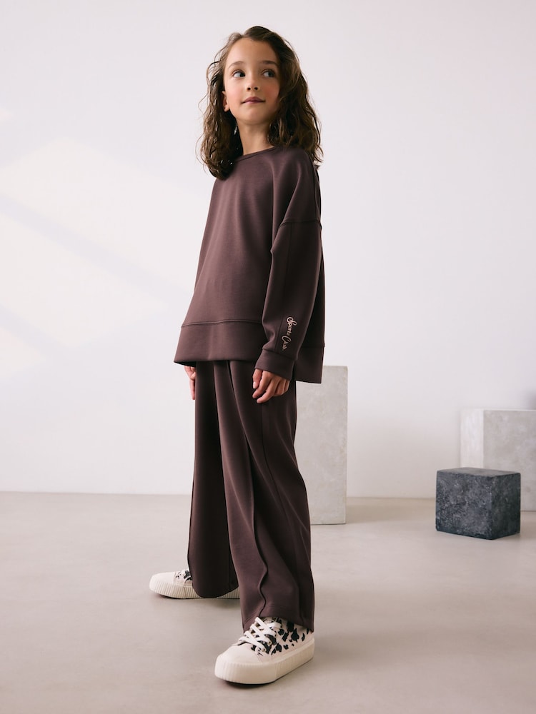 بني - Long Sleeve Wide Leg Set (3-16yrs) - صورة 2 من 6 بني - Long Sleeve Wide Leg Set (3-16yrs) - صورة 2 من 6