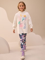 Ecru/Navy Unicorn Graphic Print Hoodie Leggings Set (3-16yrs) - Image 1 of 4