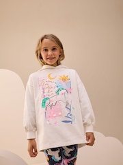 Ecru/Navy Unicorn Graphic Print Hoodie Leggings Set (3-16yrs) - Image 4 of 4