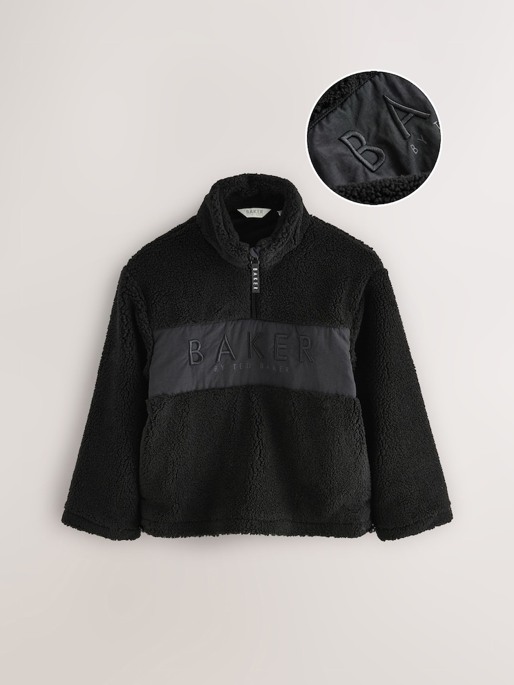 Baker by Ted Baker Borg Zip Through Black Fleece - Image 1 of 6